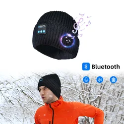 Gorro de punto inalámbrico con Bluetooth, gorro de invierno con micrófono incorporado y altavoces estéreo, auriculares cálidos, gorro de punto suave para invierno