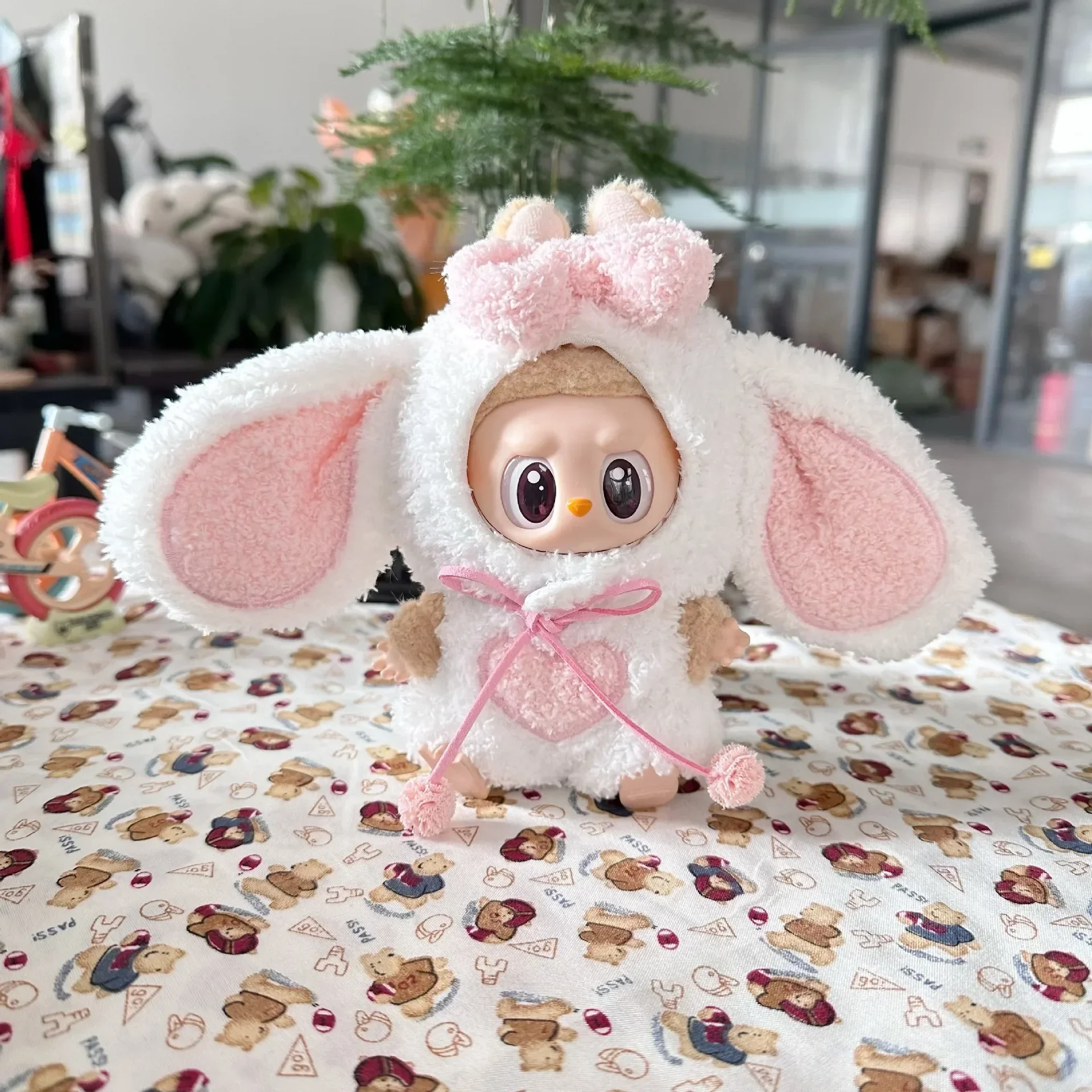 17 centimetri Mini Peluche Vestiti della Bambola Vestito Accessori Per La Corea Kpop Labubu Idol Seduta Partito V1 V2 Autunno tutina cappello set Abbigliamento