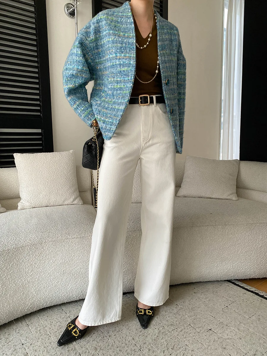 Women's High-Waist Wide-Leg Straight Jeans