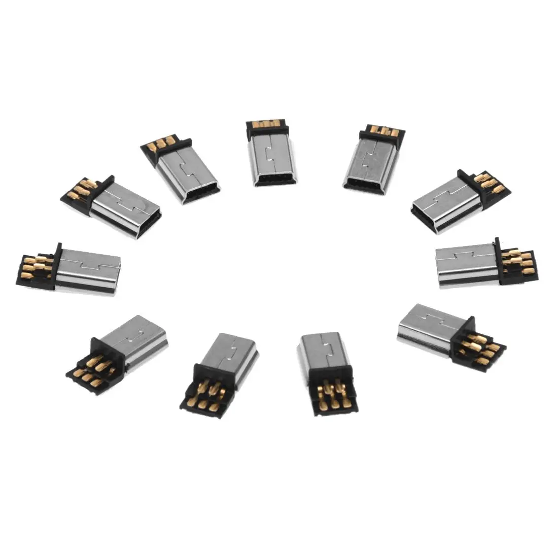 

10 шт. мини-USB 5-контактный штекер, разъем SMT для самостоятельной сборки, серебристый, темно-серый