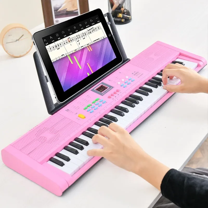 61-Key Electronic Keyboard with LED Display  Demo Songs - Perfect for Beginners, Smooth Accordion-Style Keys Two-color selection