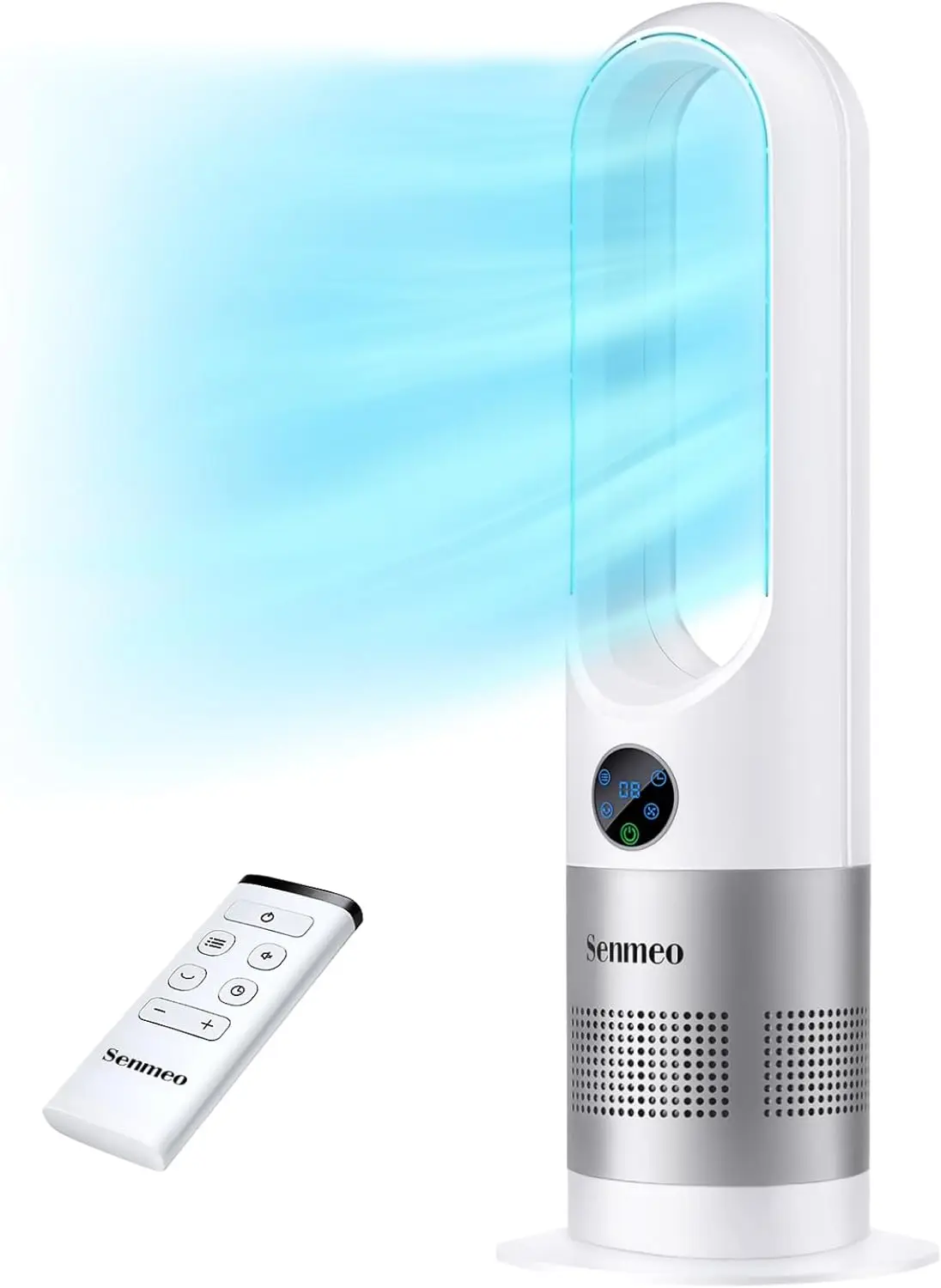 

Fan, 26" Bladeless Tower Fan with Remote, 8 Speeds, 90° Oscillation, 9H Timer, Large LED Display with Auto Off, Easy to Clean