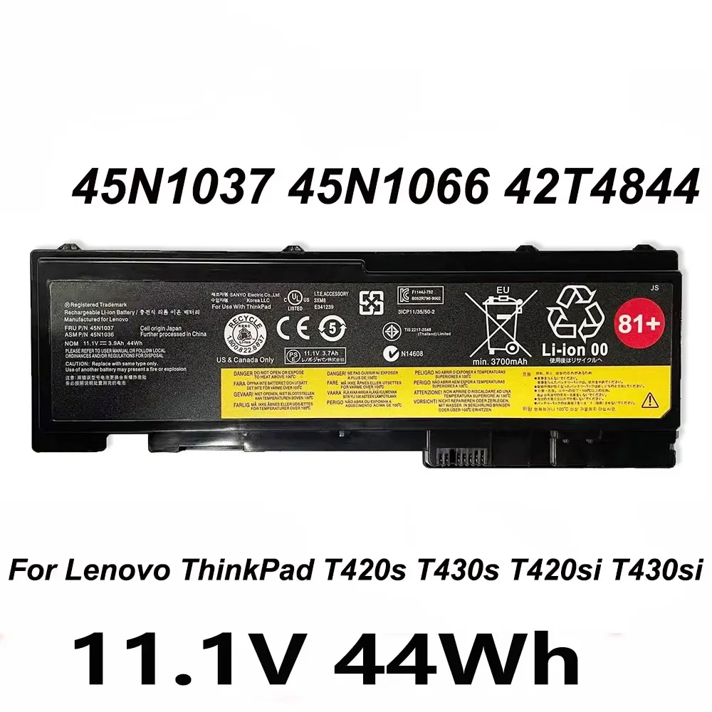 

45N1037 45N1066 42T4844 11.1V 44Wh Laptop Battery For Lenovo ThinkPad T420s T430s T420si T430si Series 42T4846 0A36287 81+