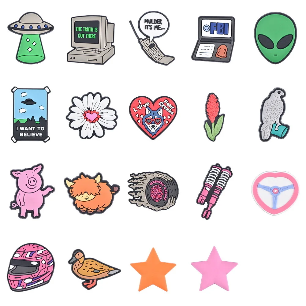 1-шт-НЛО-инопланетянин-ФБР-плакат-ромашка-красный-цветок-ястреб-свинья-лама-розовый-шлем-утка-звезды-подвески-для-обуви-и-украшения-для-вечеринки-пользу