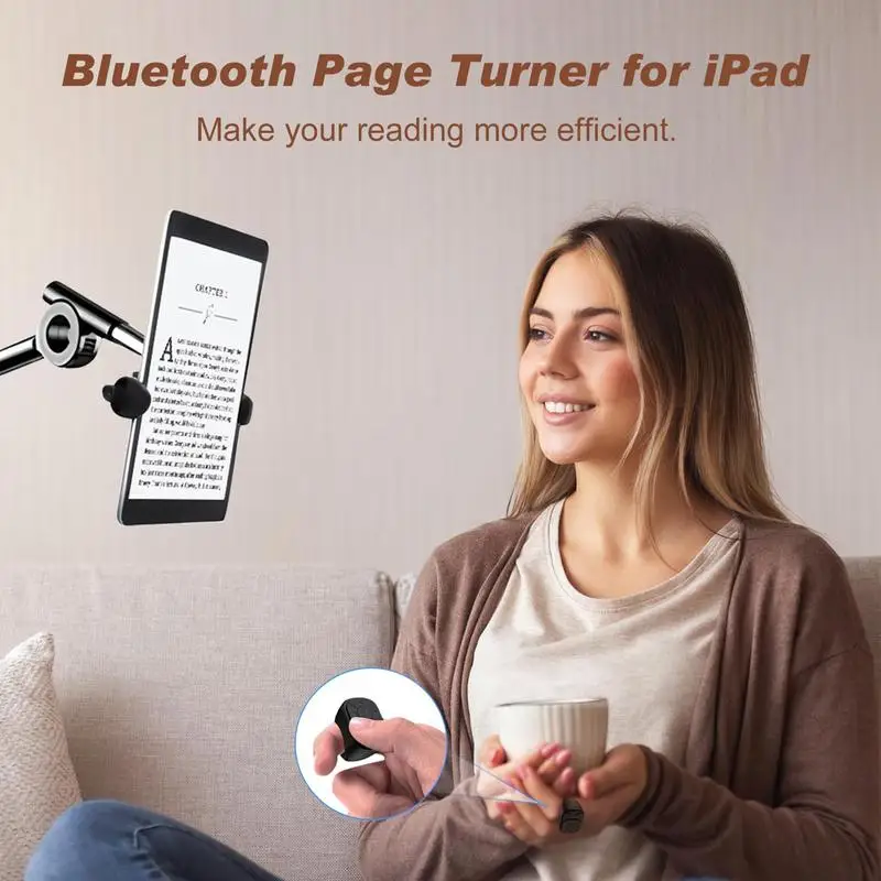 Bluetooth Control Ring: Page turner, camera shutter, video & music remote. iOS/Android compatible.