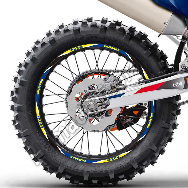 

Motocross Motorcycle Wheel Hub Sticker Decals 21''18'' Reflective For Husqvarna TE 250i 310i 125 FE250 FC450 FS WR 125 TC 250