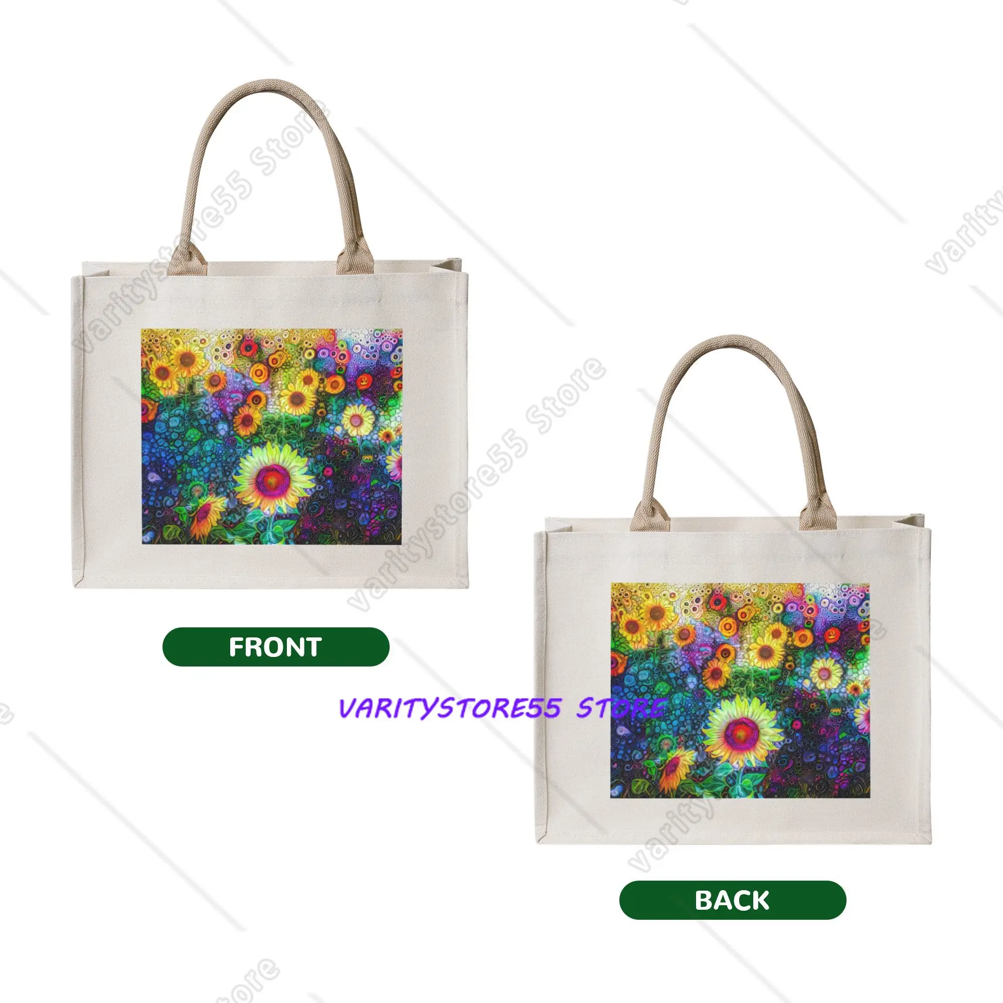Colorful Sunflowers Groceries Shopping Bags Funny Shopper Tote Shoulder Bag Large Capacity Portable Floral Flower Handbag