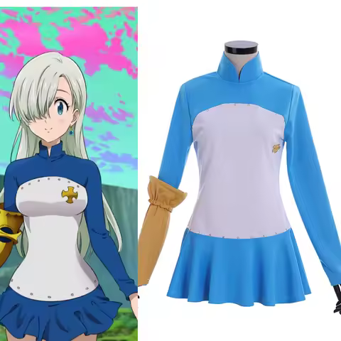Anime The Seven Deadly Sin Elizabeth Liones Cosplay Costume Woman's Blue Dress Halloween Party Stage Cos Outfit