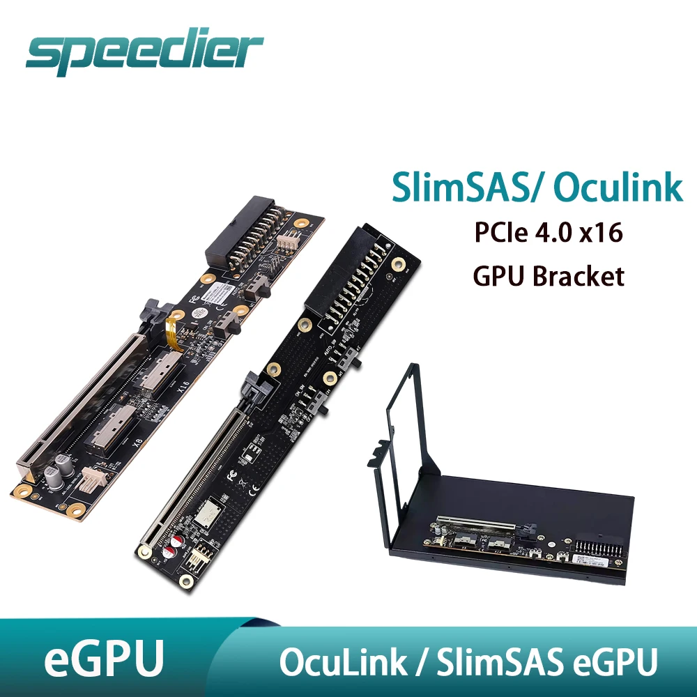 OcuLink SlimSAS PCIe 4.0 X16 EGPU Breakout Board External GPR Dock Bracket Support ATX SFX Power Supply SFF-8611 SFF-8654 Cable