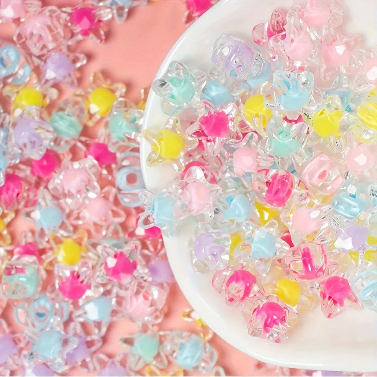 11mm Transparente, mattierte, bunte Innenperle in Form eines fünfzackigen Sterns, für DIY-Schmuckherstellung, Armband, Halskette, Schlüsselanhänger-Zubehör