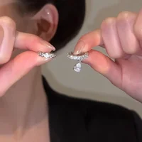 Boucles d'oreilles à Clip en perles de zircone pour femmes, couleur argent, manchette d'oreille géométrique sans Piercing, bijoux cadeaux pour filles 3