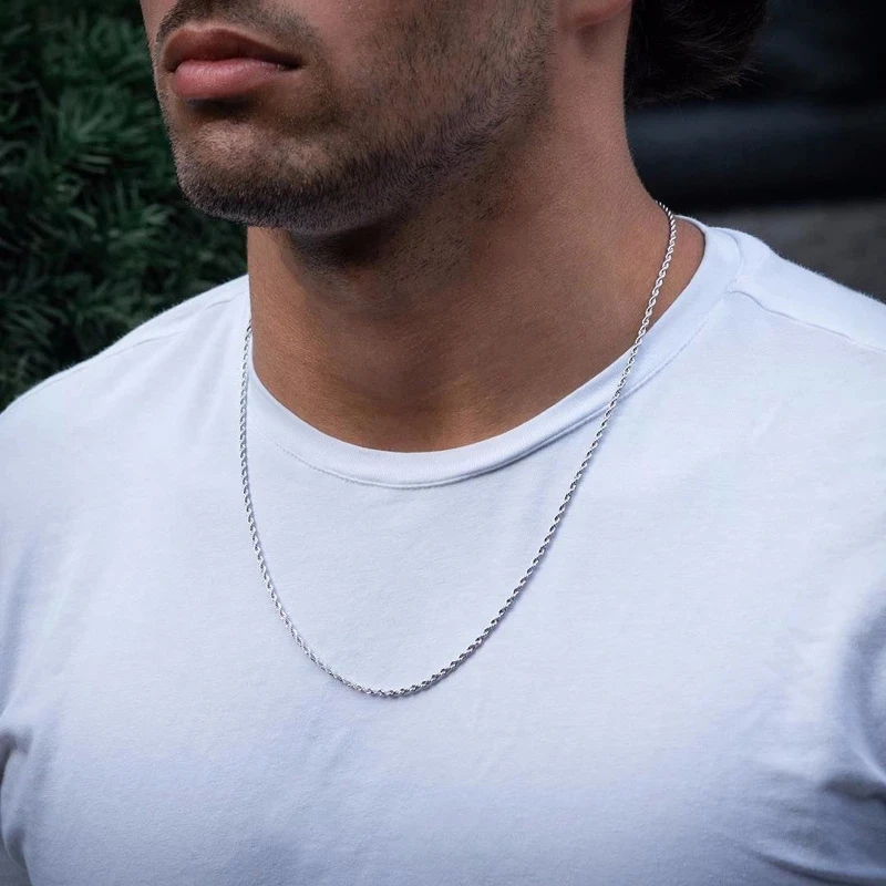 Gold Color Twisted Rope Chain Necklaces For Men Hip Hop Rapper 3MM Stainless Steel Chain Choker Minimalist Necklace Jewelry C022