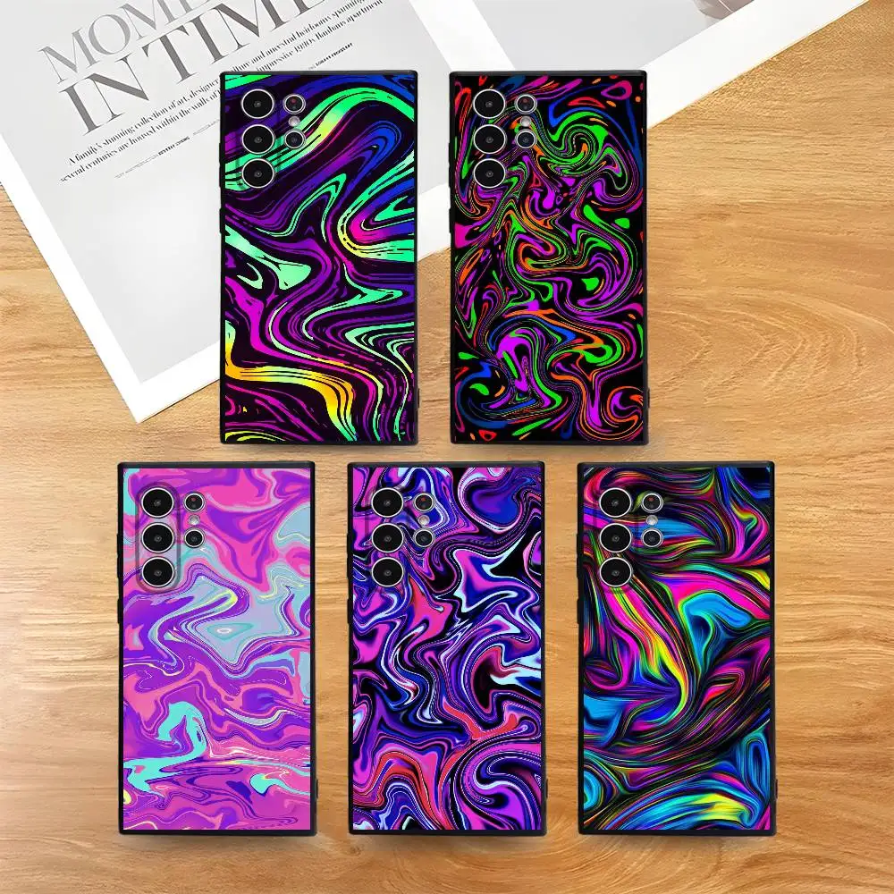 

Fashion Neon Swirls Phone Case For Samsung Galaxy S25 S24 S22 S23 Ultra S21 S20 Plus 5G Frosted Non-Slip Full Cover Soft Case