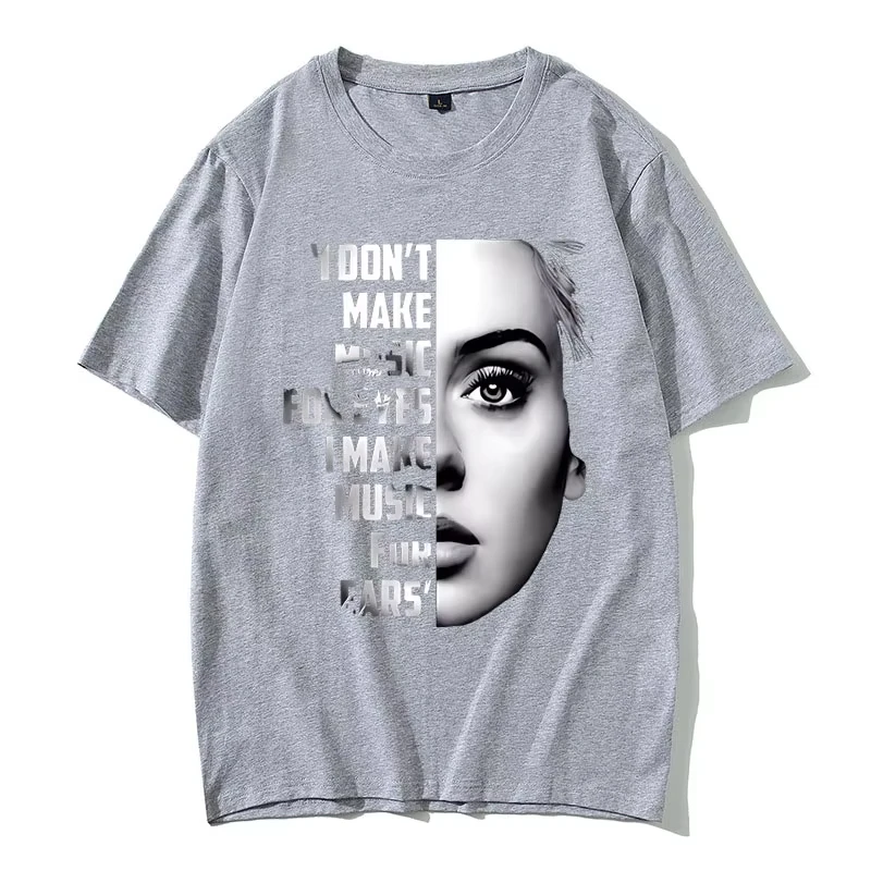 أفضل المغني الشهير Adele الوجه الجرافيك تي شيرت الرجال النساء الملابس موضة الطباعة موسيقى البوب تي شيرت الترفيه تيز المشجعين هدية