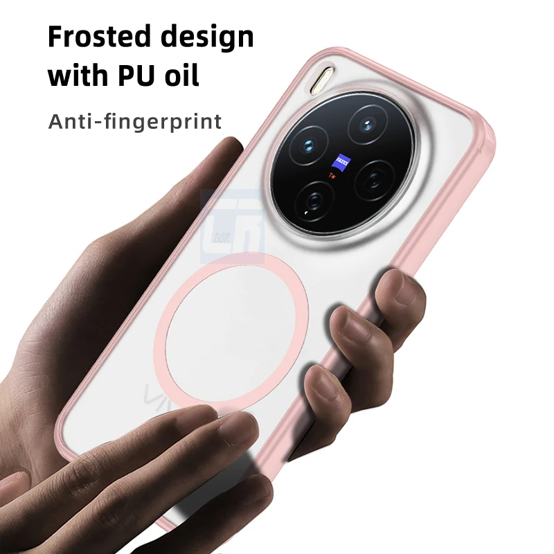 حافظة شفافة غير لامعة من الأكريليك للشحن المغناطيسي Magsafe لهاتف Vivo X300 Pro حافظة مضادة للصدمات لهاتف Vivo X300 غطاء خلفي غير أصفر