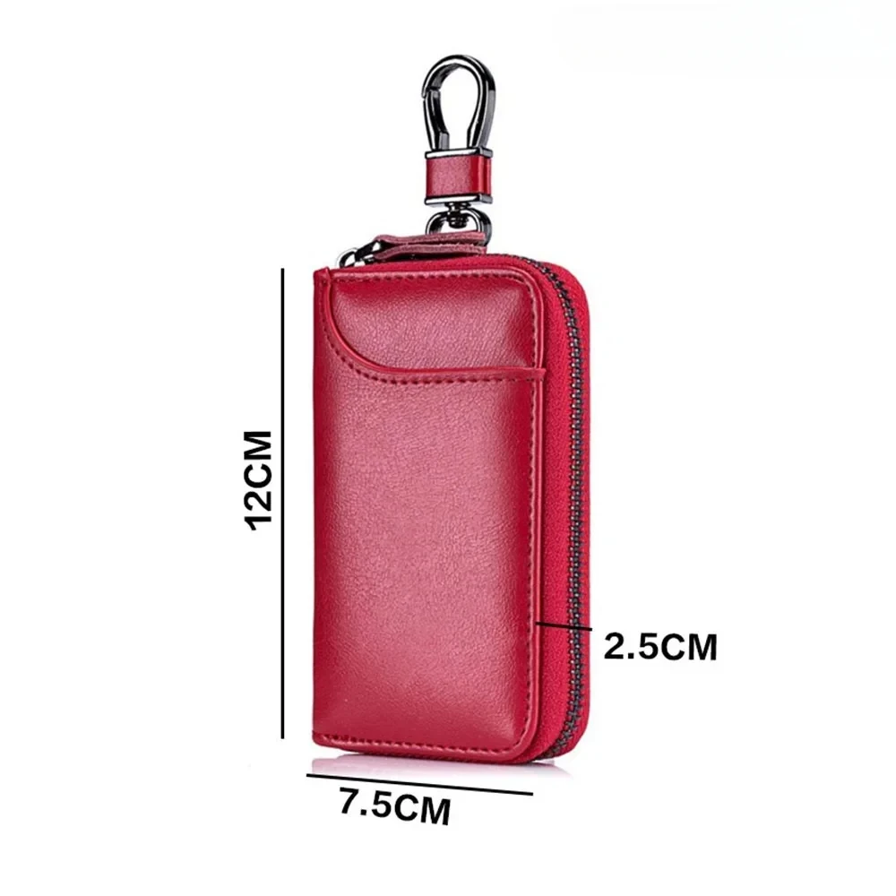 LLavero de cuero genuino, bolso para llaves Unisex, organizador multifunción, soporte para billetera, ama de llaves inteligente, funda para llaves pequeña para coche, bolsa para llaves