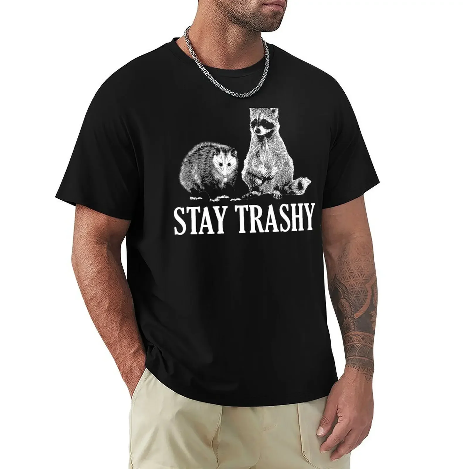 Stay Trashy Possum Raccoon T-Shirt tops man clothes mens graphic t-shirts pack