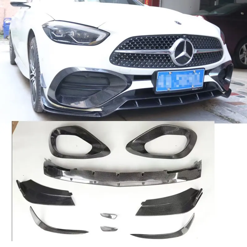 For Mercedes Benz C Class W206 C200 C260 2022-2026 Car Front Lip Bumper Splitter Canards Wind Knife Air Vent Grille Body Kit