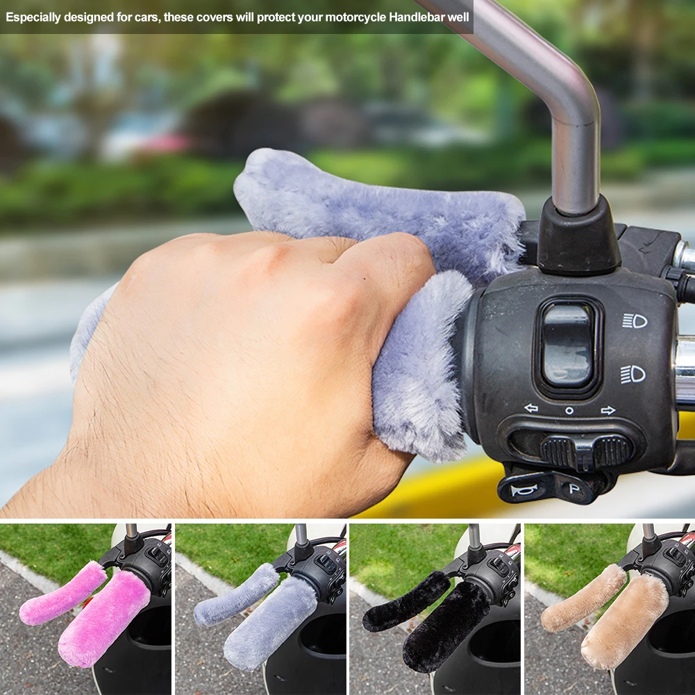 

4X Handlebar Simulated Plush Warm Covers Universal Motorcycles Electric Vehicles Bike Winter Cover Handlebar Weather Protection