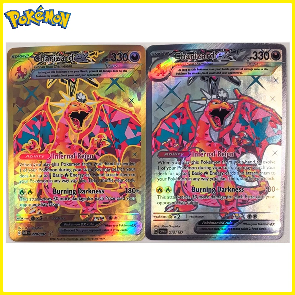 BLUB PTCG Pokemon Cards Charizard EX Golden Silver Collection Cards DIY ACG English Dracaufeu Glurak Japanese Super Charizard X - Image 4