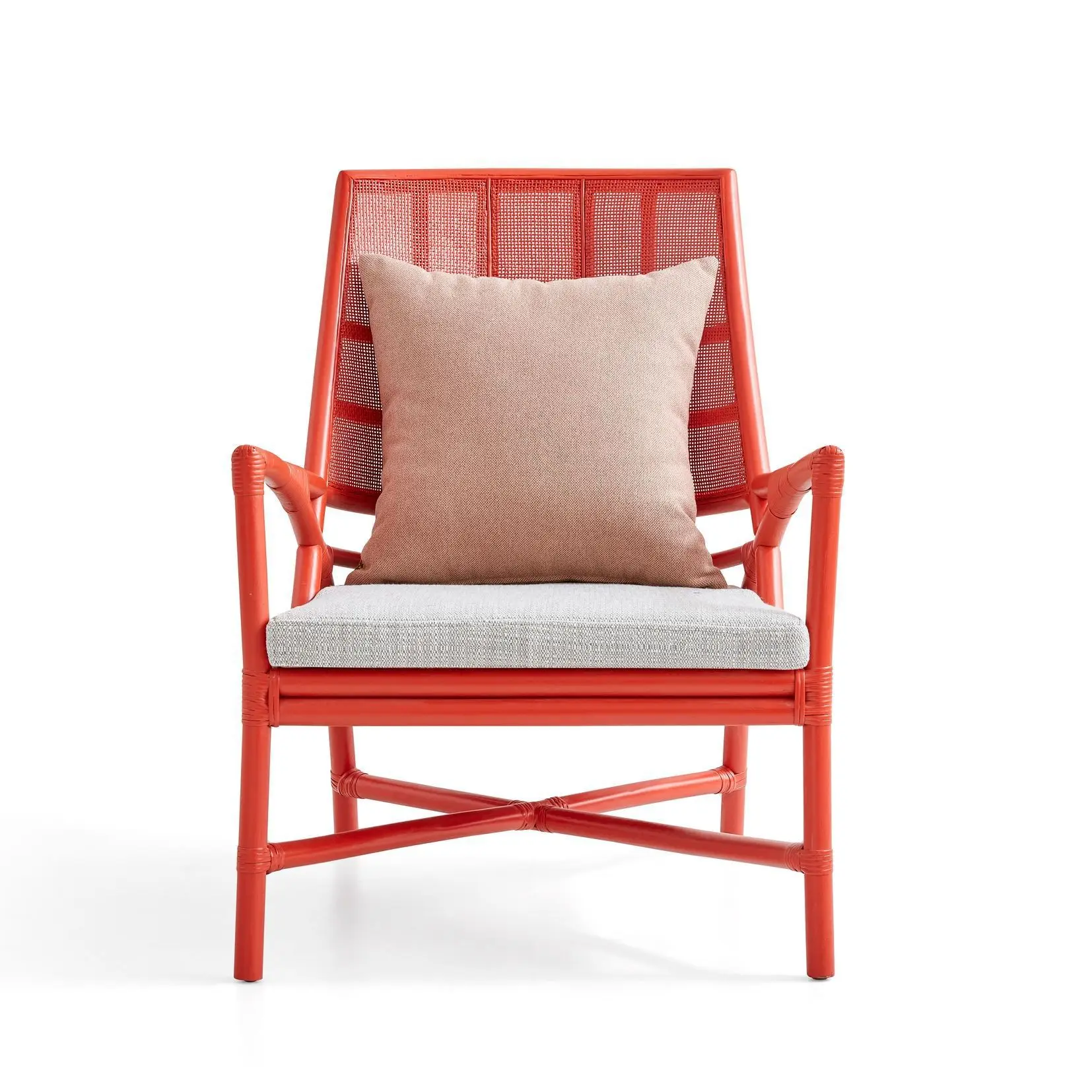 

Скандинавский современный простой тканый диван-кресло из ратанга с откидной спинкой для гостиной, красное кресло для отдыха