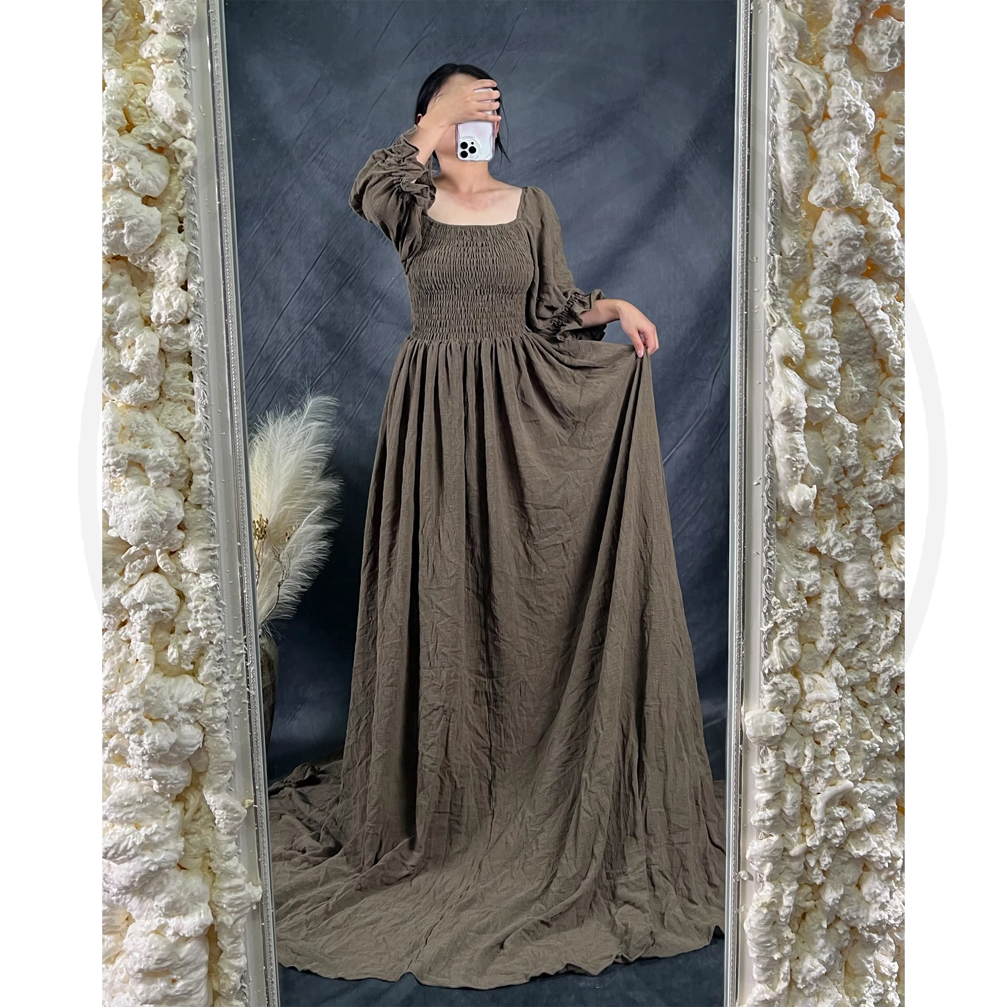 Don&Judy Off Shoulder Dress for Pregnant Woman Elegant Cotton Multi-Wear Dress for Photo Shoot  Photography