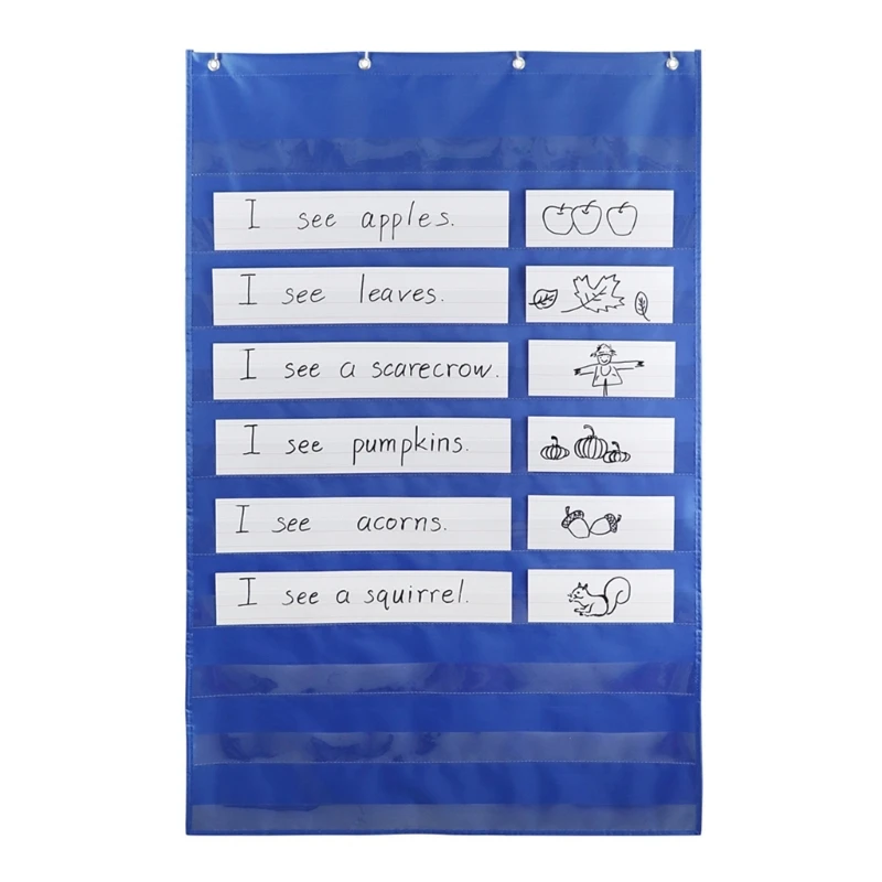 Teaching Hanging Bag Sentence Strips Holder Storage Bag Storage Organizers Wall Pocket Chart Bag for School Classroom