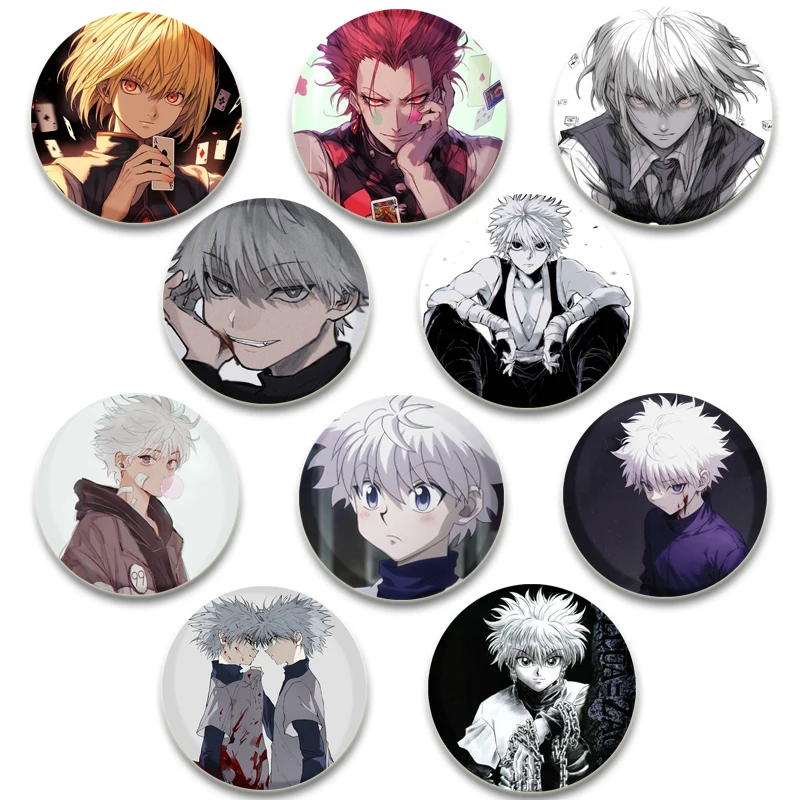 Anime HUNTERxHUNTER HD Print Brooch Cartoon Figure Leorio Killua Badges Backpack Bag  Decor Fans Collect Friends Gift 58mm