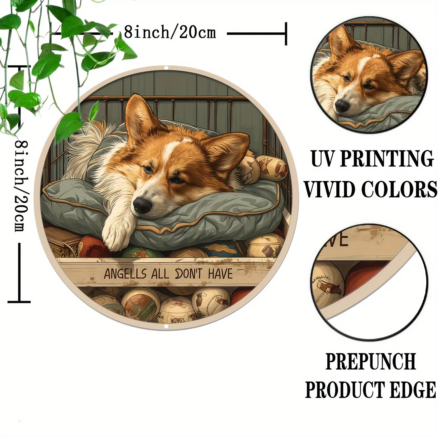 Welsh Corgi Circular Metal Sign High Bending Resistance, Durable Decorative Painting for Garage & Dog Lovers Home Wall Art Decor