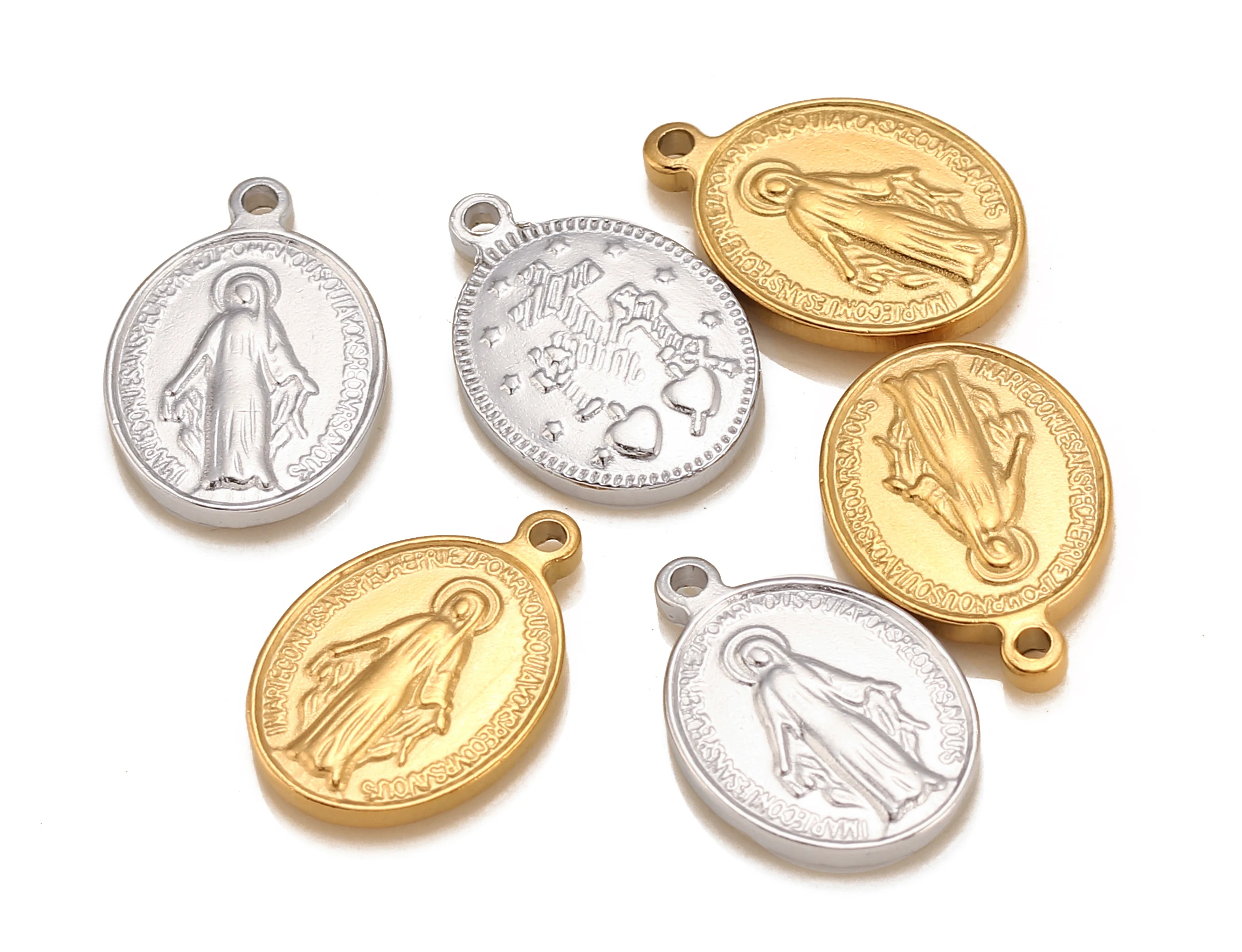 DOOYIO 3 teile/los Edelstahl Oval Katholizismus Jungfrau Maria Charms Anhänger DIY Halskette Armband Schmuck Machen Zubehör – Detail 4