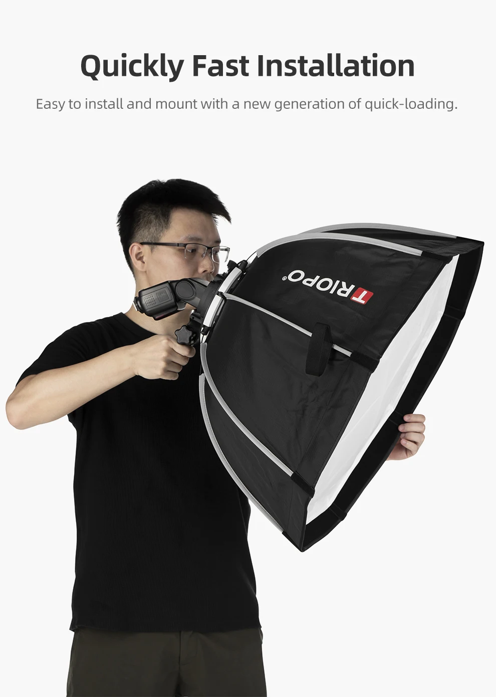 TRIOPO KX Softbox 55cm 65cm Quick Releaes Folding On-camera Flashlight Softbox For GODOX Speedlite V1 AD200Pro General Interface