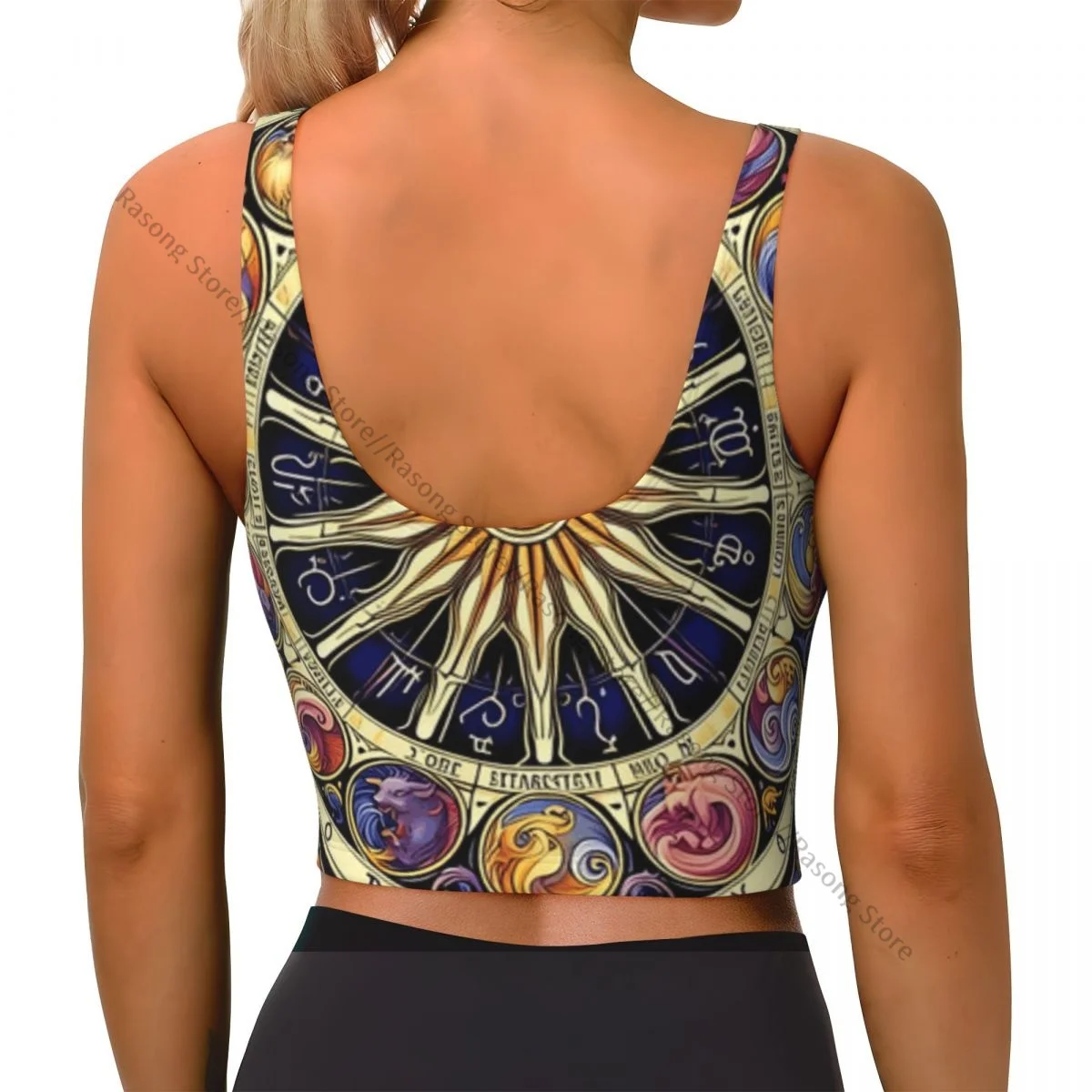 Yoga Vest Women Gym Sports Crop Tops Zodiac Sign Streetwear Workout Breathable Tank Top Female