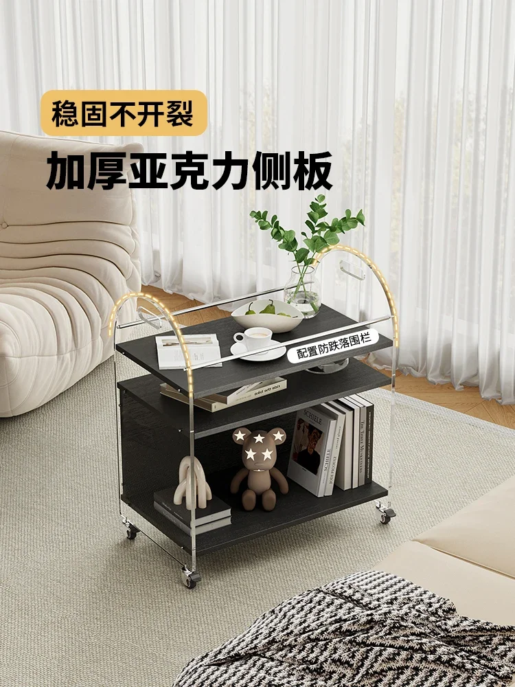 Acrylic sofa side table modern simple removable coffee table small table rack trolley