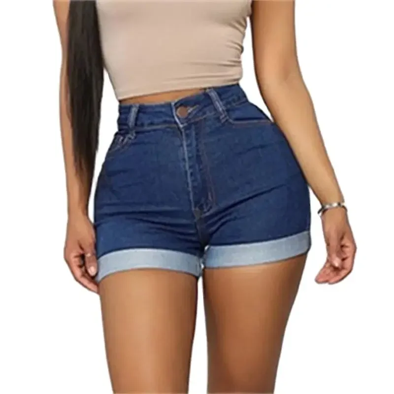 Short en Denim Décontracté pour Femme, Pantalon Trois Quarts, Slim, Taille Haute, à la Mode, Été