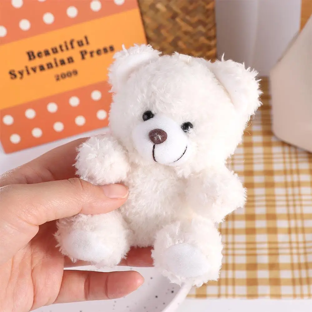 Children Stuffed Animals Little Bear keychain Couple Curly Sitting Animal Bear 10Cm Bear Bag Pendant Gifts for Baby