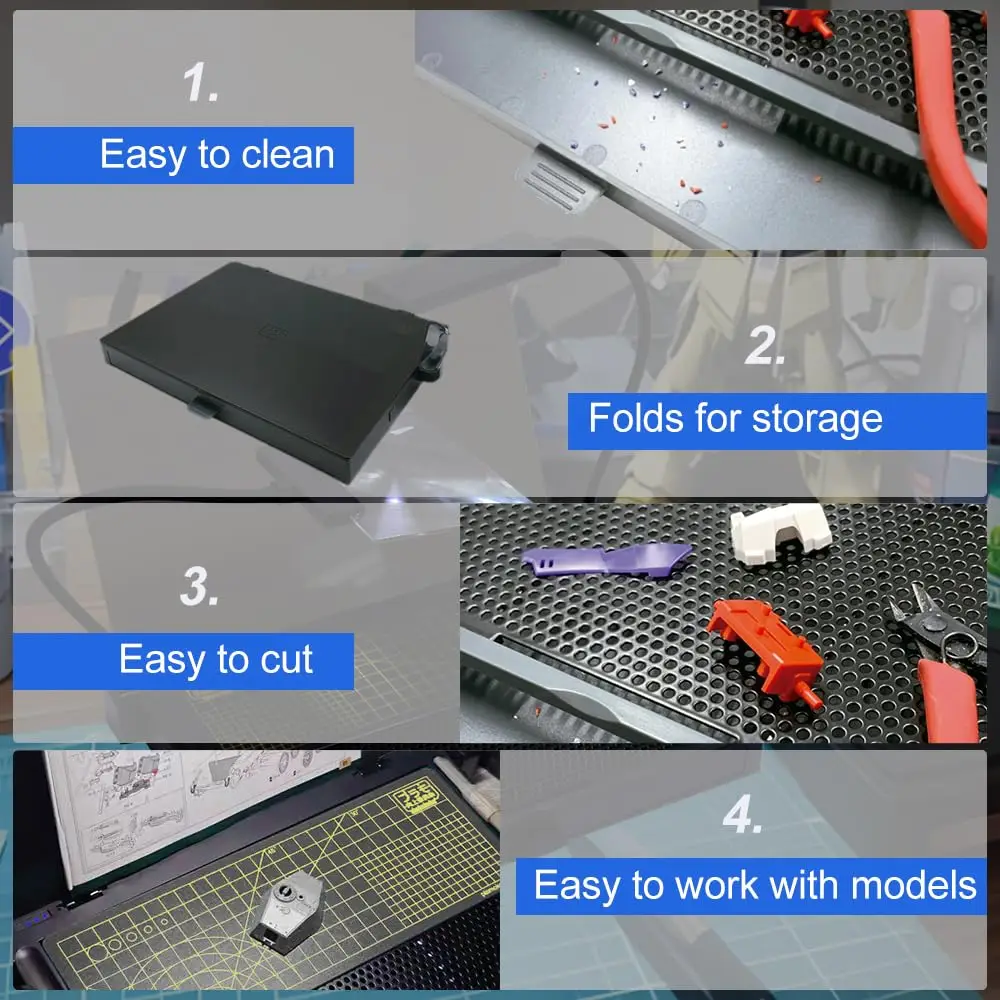مجموعة بناء النماذج، منضدة عمل محمولة للقطع والتجميع، أدوات طقم نماذج مع أضواء LED، مكبرات #2