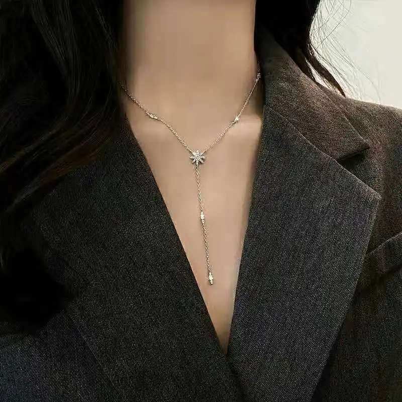 Women's 925 Silver Star Pendant Necklace, Everyday Elegance