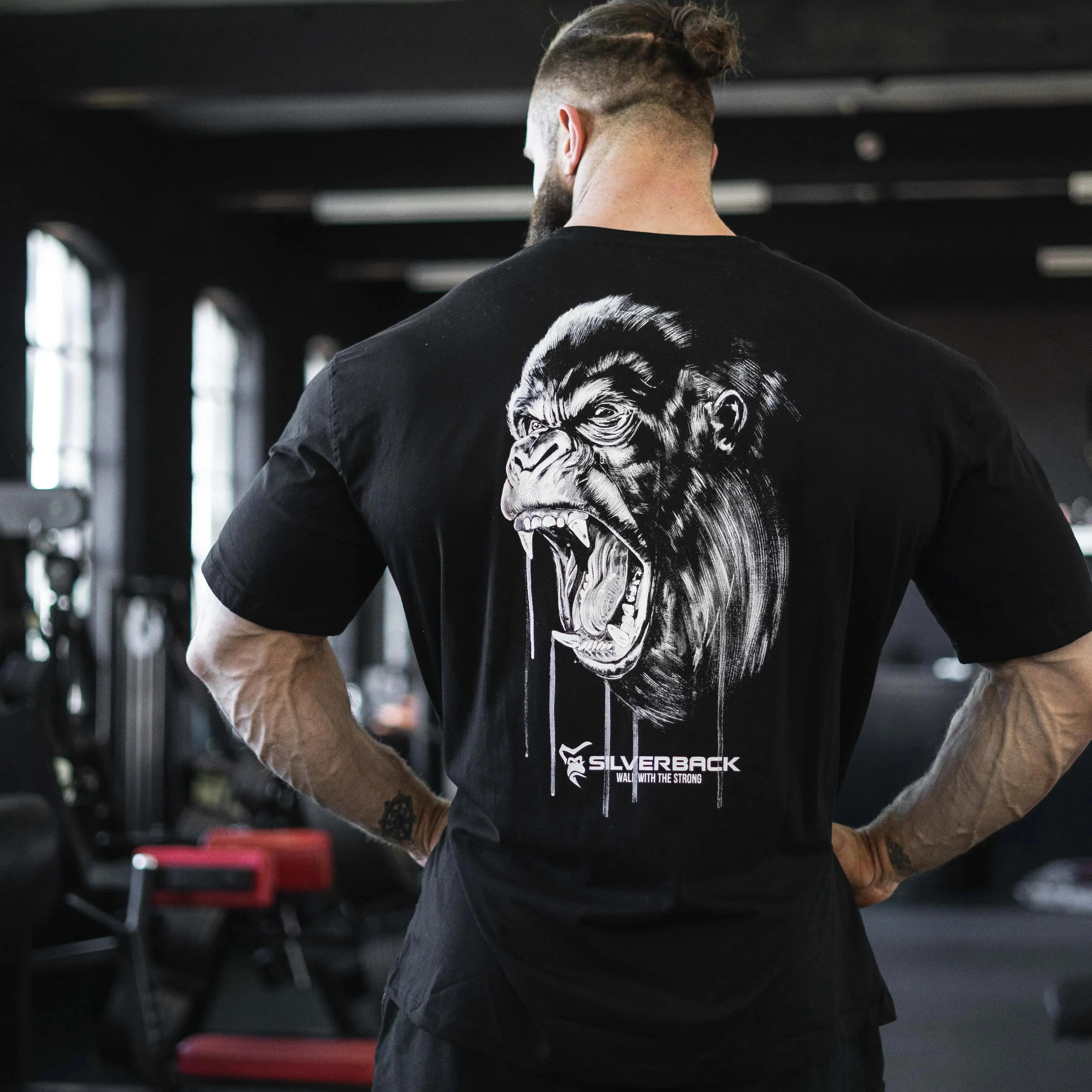 Camiseta de algodón con estampado de gorila rugiente para hombre, camiseta para gimnasio, entrenamiento, culturismo, levantamiento de pesas, ropa de calle
