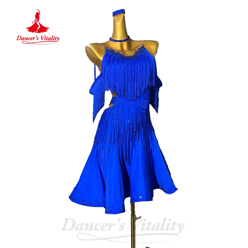 

Сексуальные платья с открытой спиной для латинских танцев для взрослых и детей, танго, ча-ча-самба, профессиональный костюм для выступлений, платье с кисточками для латинских танцев