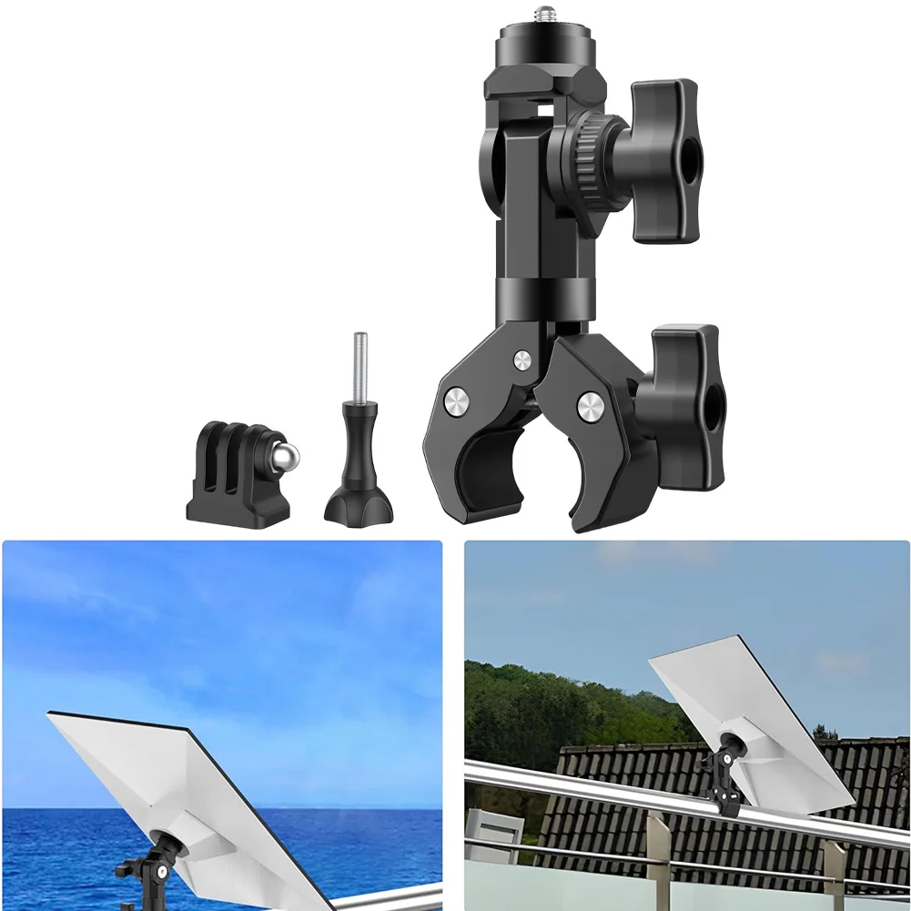 

360 Degree Adjustable Clamp Bracket for Motorcycle and Bike Handlebar with Dual Axis Rotation and Non Slip Grip