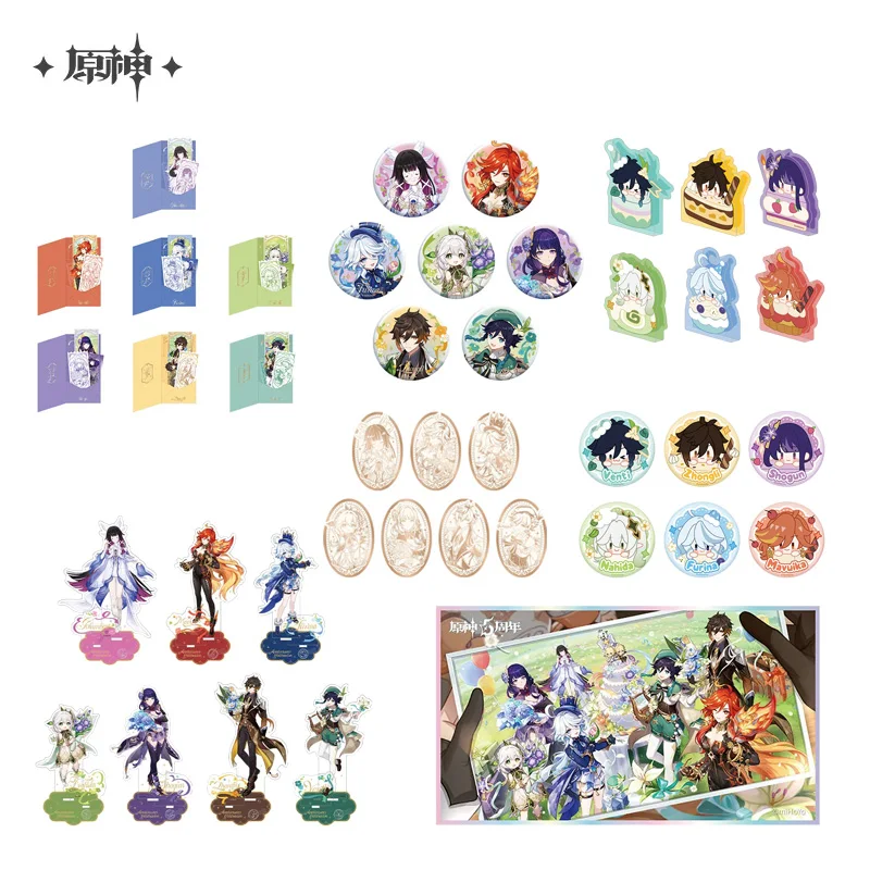 

Предпродажа Sunsyea Genshin Impact Официальный товар miHoYo Оригинальный подлинный юбилейный акриловый значок-подставка Venti Zhongli Furina