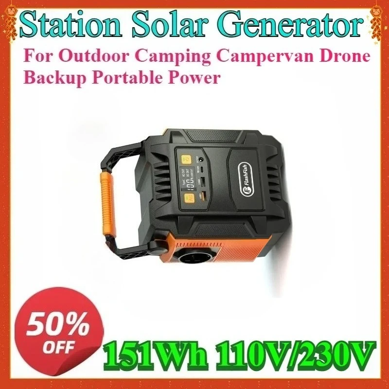 

110V/230V AC Energy Storage Supply for Outdoor Camping Campervan Drone Backup Portable Power 151Wh E200 Station Solar Generator