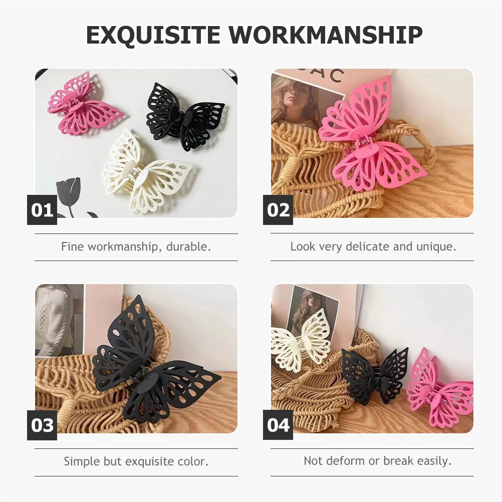 

3pcs Hair Clips Large Accessories Women Girls Butterfly Jaw Clips Thick Fine Hair ABS PC Premium Materials Wedding Everyday