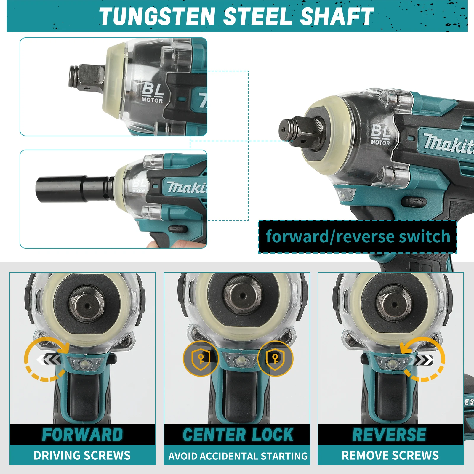 520NM Brushless Cordless Electric Impact Wrench adjustable speed Handheld  Car Repair Power Tools For Makita 18V Battery Pin