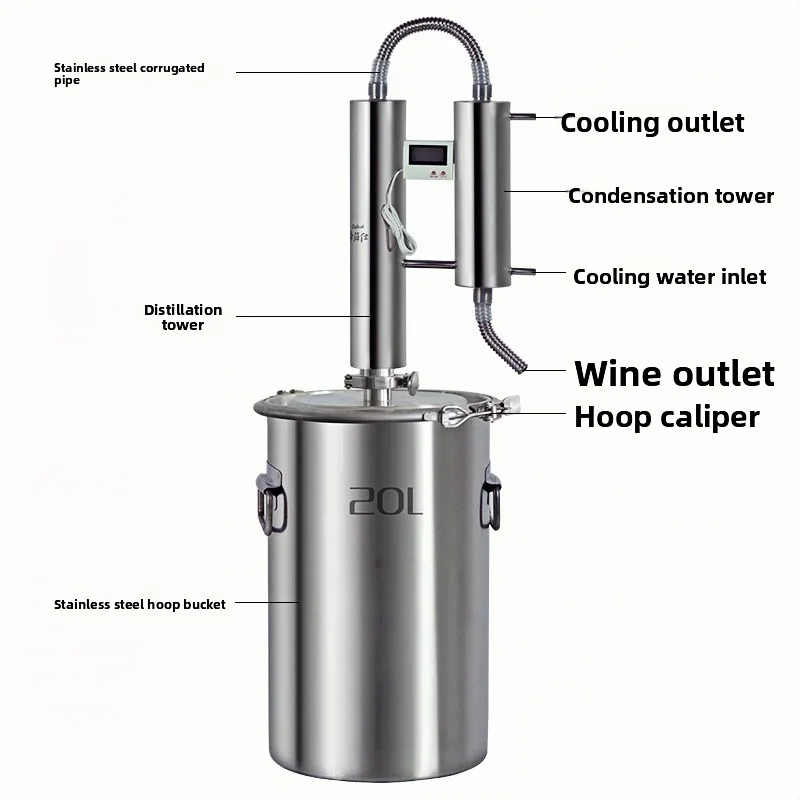 آلة تقطير الزيوت العطرية النقية الندى الخمور النبيذ الفاكهة معدات تخمير الفولاذ المقاوم للصدأ شبه التلقائي