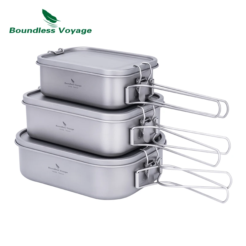 

Boundless Voyage Titanium Bento with Lid & Handle Outdoor Camping Cookware Leak Proof Lunch Box Container Ti2081C-83C