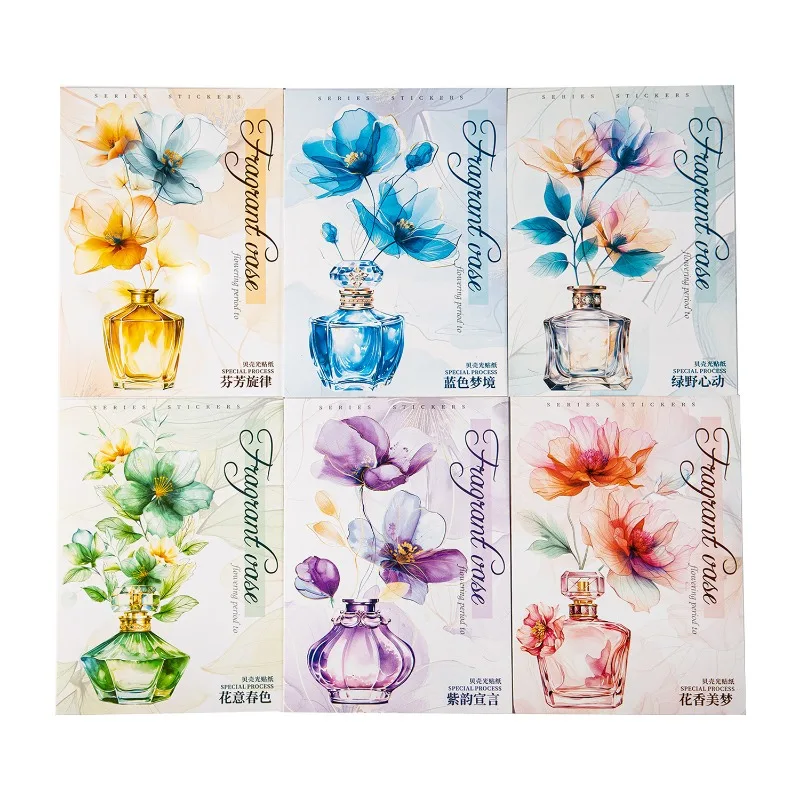 

10Pieces PET sticker vase Flowering period Flower vase Fragrant Melody handbook materials Flower Spring Scrapbook 169*109mm