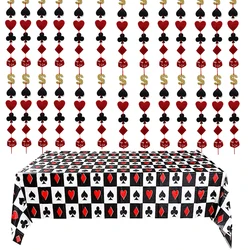 Las Vegas Theme Casino Backdrop Hanging decor Garland Banner Poker tablecloth table cover Casino Night Poker Party Decorations