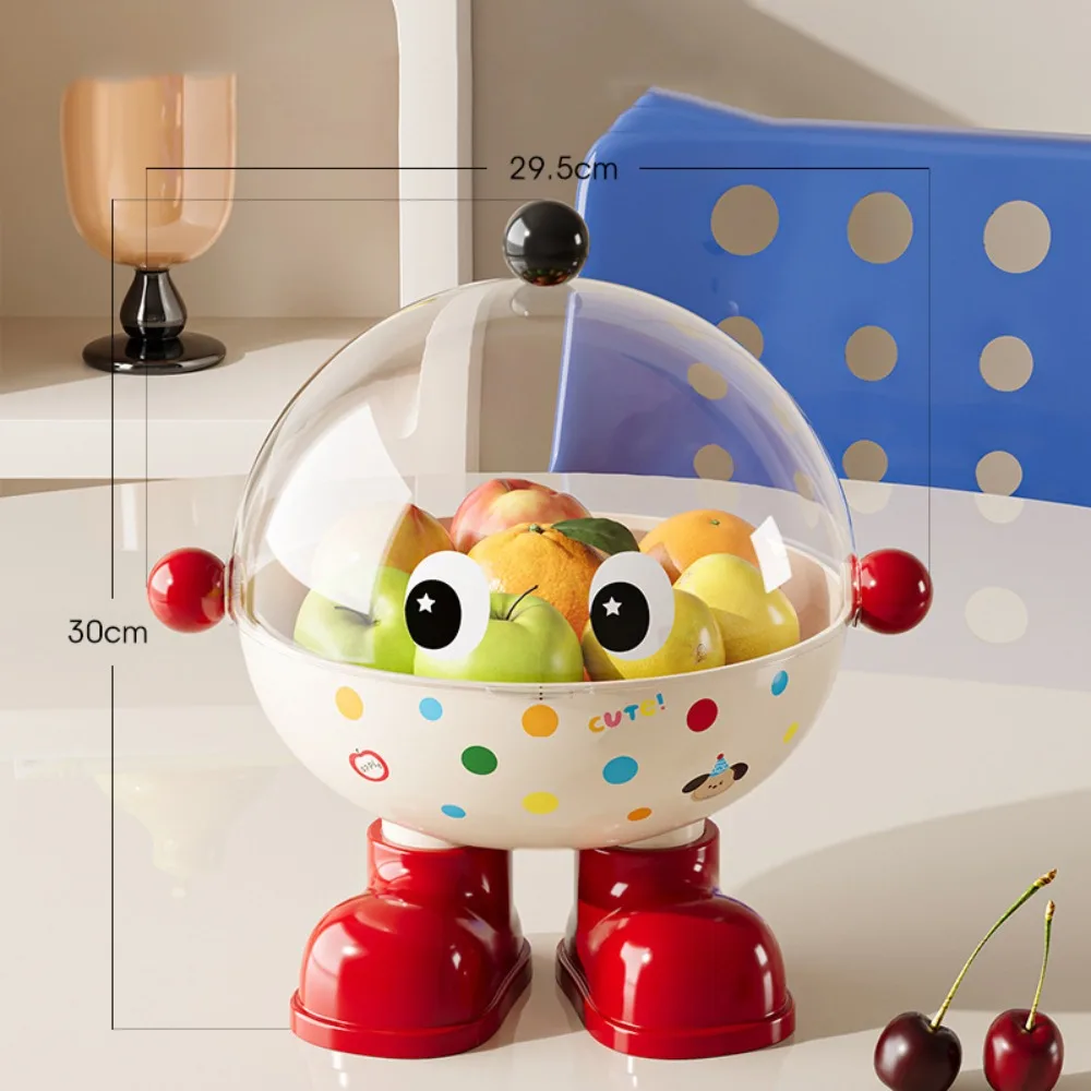 

Large Capacity Snack Fruit Plate High Foot Design Thickened Drain Basket Cartoon with Lid Kitchen Dish Rack Dining Table