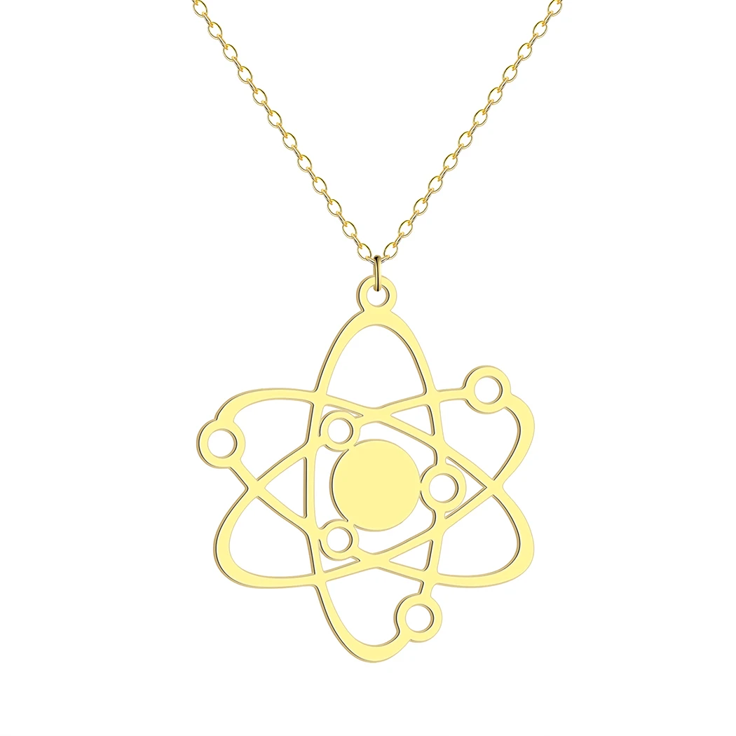 Stainless Steel Carbon Atom Pendant Necklace For Women Physics Science Jewelry Vintage Necklace Gift